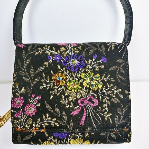 Designer Timothy Hitsman Purse metallic floral thread Gold Crossbody Chain Spain - Picture 7 of 9